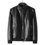 Autumn Winter Warm Leather Jacket Men's Stand Collar Coat Leather Motorcycle Jackets Zipper Coat Mart Lion Black M 