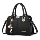 Women Leather Handbags Ladies Hand Bags Purse Shoulder Bag Mart Lion Black 28x10x20cm 