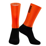 Anti Slip Silicone Aero Socks  Cycling Socks Men's Bicycle Sport Running Bike Socks Mart Lion YAK29-orange-  