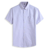 Summer Men's Short Sleeve Cotton Social Shirts Soild Soft Shirt Slim Fit Chothing Mart Lion Purple XL-185 