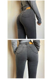 Classic Vintage Buttocks Black Gray Jeans for Women High Elastic Mom Jeans Female Washed Stretch Denim Pencil Pants clothes Mart Lion   