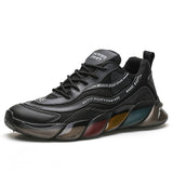 Men's Summer Leisure Breathable Mesh Thick Soled Shoes Anti Slip Walking Light Sports Mart Lion Black 39 