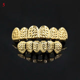 Hip Hop Gold Teeth Grillz Set Top Bottom Tooth Grills Dental Mouth Punk Teeth Caps Cosplay Party Rapper Jewelry Hot MartLion 5  