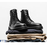 Men's Workwear Side Zipper Martin Boots Plus Cotton Leather Shoes