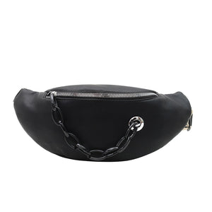 PU Leather Women Banana Waist Hip Belt Pack Crossbody Bags Designer Girl Chest Phone Pouch Mart Lion Black Waist Bag  