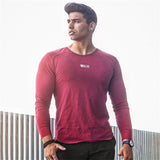 Fall tight muscle fitness t shirt men's extend long T shirt summer gyms jogging long sleeve  cotton bodybuilding tops