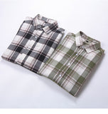 Men's Dress Shirts Long Sleeve Casual Plaid Office Slim Fit Chemise Homme Clothing Vintage Clothes Streetwear Mart Lion   