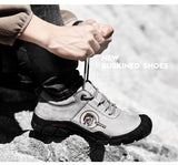 Hiking Shoes For Men's Gray Genuine Leather Outdoor Sneakers Protect Toe Mountain Climbing Trekking Mart Lion   