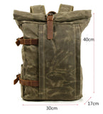 vintage Oil Waxed Canvas Backpack Laptop Bag Multifunctional Outdoor Anti-theft Waterproof Travel Bag Leisure Mart Lion   
