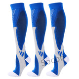 3/6/7 Pairs Compression Socks Men Women Running Sports Varicose Vein Edema Knee High 30 MmHg Leg Support Stretch Stocking Mart Lion 3 pairs-7 S-M 