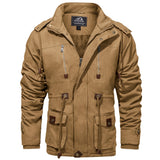 Thicken Fleece Lined Coats Men Tactical Hooded Jacket Winter Warm Coat Outdoor Cargo Outwear Windbreaker Parka Mart Lion Khaki CN M (US S) China