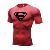 Summer Men's amp T-shirt Short Sleeve Bodybuilding T-shirt Compression shirt MMA Fitness Quick dry Casual Black round neck top Mart Lion Red 1 L 