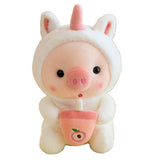 1pc 25cm Cosplay Unciorn Frog Tiger Bunny Boab Tea Plushie Pink Pig Plush Toy Girl Cuddly Baby Appease Doll Birthday Gift Mart Lion about 23-25cm Unicorn pig 