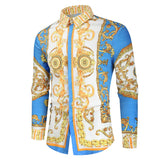 Luxury Long Sleeve men's shirt Causal Royal Trends Party Nightclub Tuxedo Dress Shirts Blusas Tops Mart Lion Blue M 