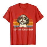 Men's Shih Tzu Dad Ever Funny Shih Tzu Dad Gift Dog Lover T-Shirt Tees Classic Camisas Hombre Cotton 3D Printed Mart Lion Cranberry XS 