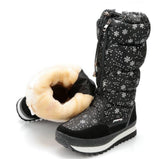 Women Snow Boots Keep Warm Shoes Plush Waterproof Non-slip Boots Female Mid-Calf Winter Easy Wear Zipper Mujer Mart Lion Black 35 