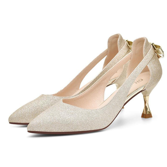  Akexiyawomen sweet light weight slip on heel shoes lady party night club golden stiletto heels Mart Lion - Mart Lion