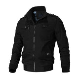 Bomber Jacket Men's Casual Windbreaker Coat Autumn Outwear Stand Slim Military Jacket Mart Lion Black S 