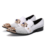 Summer breathable banquet men shoes leather party casual model show wedding Mart Lion White 42 