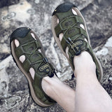 Soft Leather Men's Sandals Summer Trekking Roman Shoes Outdoor Travel Leather Mart Lion   