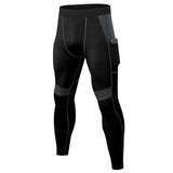Men's Compression Pants Running High-Stretch Leggings Fitness Training Sport Tight Pants Quick Dry Pants With Pockets Mart Lion Black and Grey S 