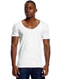 Scoop Deep V Neck T Shirt for Men's Low Cut Vneck Wide Vee Top Tees Invisible Undershirt Slim Fit Short Sleeve