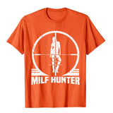 Hunter Funny Adult Humor Joke Men's Who Love Milfs Graphic Cotton T Shirts Students Classic Tops Shirts Cute Europe Mart Lion Orange XS 