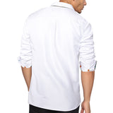 Casual White Shirt Men's Long Sleeve Button-down Collar Slim Fit Shirt Solid Cotton Men's Social Dress Shirt Mart Lion   