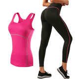 Sports Running Cropped Top +Leggings Set Women Fitness Suit Sets Gym Trainning Set Clothing workout fitness women yo Mart Lion Black S 