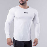 Fall tight muscle fitness t shirt men's extend long T shirt summer gyms jogging long sleeve  cotton bodybuilding tops Mart Lion White M China