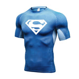 Summer Men's amp T-shirt Short Sleeve Bodybuilding T-shirt Compression shirt MMA Fitness Quick dry Casual Black round neck top Mart Lion blue 1 XL 