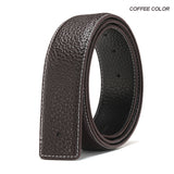 Two Layers Leather Smooth Buckle Headless Belt Men's Genuine Leather No Buckle Smooth Buckle 3.8cm No Buckle Headless Pants Mart Lion   