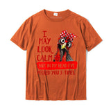 Women's Funny I May Look Calm But In My Head Pecked You 3 Times T-Shirt Coming Men's Cotton Tops T Shirt Summer Mart Lion Orange XS 