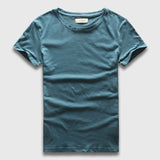Zecmos Slim Fit V-Neck T-Shirt Men's Basic Plain Solid Cotton Top Tees Short Sleeve Mart Lion Blue 1 S 