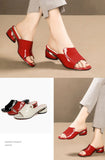 0 Soft Patent Leather Sewing Fish Mouth Slippers Open Toes Hoof Heels Slides Shoes Non-Slip Sandals Mart Lion - Mart Lion
