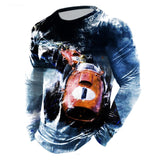 Retro Men's 3D Print Cotton Pullover Casual Crew Neck Long Sleeve T-shirts Autumn Loose Tops Blouse Men's Clothing Mart Lion   