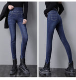 Jeans for Women High Waist Stretch Slim Skinny Casual Korean Version Retro Female Pencil Denim Trousers Mart Lion   