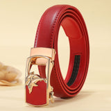 Women Belt White for Jeans Design Real Genuine Leather Belts Waist Metal Automatic Buckle Strap Mart Lion dolphin red China 95cm 24to27 Inch