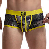 Boxer Men's Underwear Mesh Camouflage Cuecas Masculinas Breathable Nylon U Pouch Calzoncillos Hombre Slip Hombre Boxershorts Mart Lion JM463YELLOW M(27-30inches) 