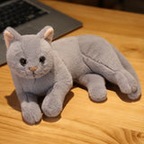 4 Colors 31cm INS Like Real Prone Cat Plush Doll Stuffed Pure Colors Grey White Yellow Kitten Toy Pets Animal Kids Gift Mart Lion Gray  