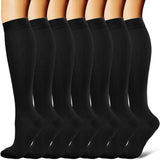  3/6/7 Pairs Compression Socks Men Women Running Sports Varicose Vein Edema Knee High 30 MmHg Leg Support Stretch Stocking Mart Lion - Mart Lion