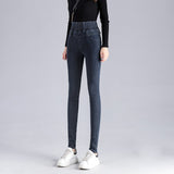 Jeans for Women High Waist Stretch Slim Skinny Casual Korean Version Retro Female Pencil Denim Trousers Mart Lion Blue gray 26 