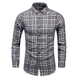 Men's Dress Shirts Long Sleeve Casual Plaid Office Slim Fit Chemise Homme Clothing Vintage Clothes Streetwear Mart Lion 9662-Grey M 48-53KG 