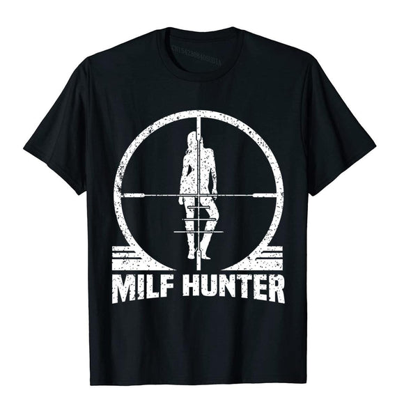 Hunter Funny Adult Humor Joke Men's Who Love Milfs Graphic Cotton T Shirts Students Classic Tops Shirts Cute Europe Mart Lion Black XS 