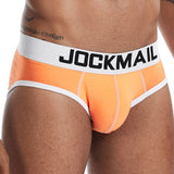 Men's Underwear Briefs Jockstrap Pouch Cuecas Cotton Stripe Panties Thongs Underpants Mart Lion JM339ORANGE M(27-30 inches) 