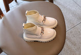  Children Fur Short Ankle Boots Toddlers Girls PU Leather Shoes Baby Flats Outwear Platform 2-10Y Mart Lion - Mart Lion