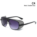 JackJad Cool Shield SteamPunk Style Side Shield Sunglasses Vinatge Brand Design Oculos De Sol 66337 Mart Lion C4 Black Gradient  