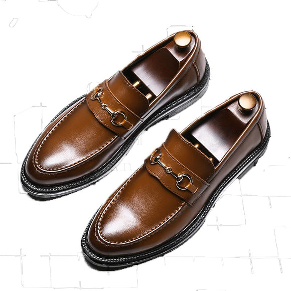 Men's Leather Shoes Are Versatile, Fashionable Pointed Casual Leather Shoes Cover Feet, Business Lazy Men's Shoes, Single Shoes - MartLion