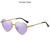 Stylish Cool Cute Heart Shape Style Gradient Sunglasses Women ins Twisted Metal Design 8089 Mart Lion C4 Gold Purple UV400 