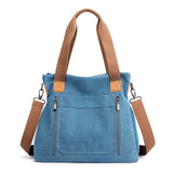 Women Canvas Choulder Bag, Casual Large Capacity Cross-body Mart Lion Blue China M